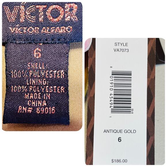 Victor Alfaro Antique Gold Satin Fitted Elegant Formal Evening Jacket Sz 6 NWT - Picture 11 of 12